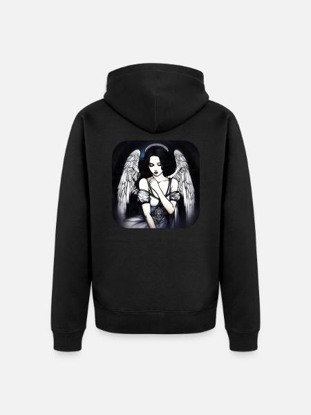Cool Gothic Angel - Unisex Premium Organic Zip Hoodie - black
