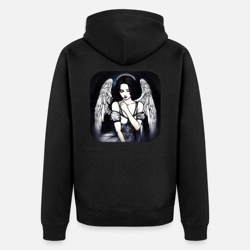 Cooles Gothik Engel - Unisex Premium Bio Zip Hoodie - Schwarz