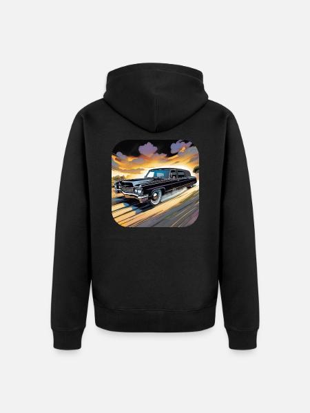 Cooler Oldtimer Leichenwagen - Unisex Premium Bio Zip Hoodie - Schwarz