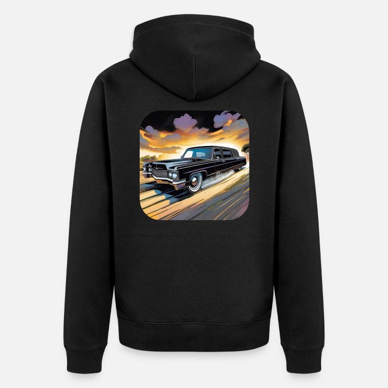 Cooler Oldtimer Leichenwagen - Unisex Premium Bio Zip Hoodie - Schwarz