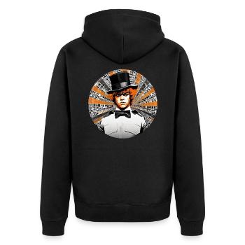 Cooles Steampunk Design - Unisex Premium Bio Zip Hoodie - Schwarz - Hinten - Nico (187cm)