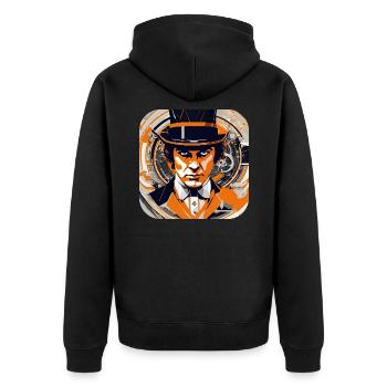 Cooles Steampunk Design - Unisex Premium Bio Zip Hoodie - Schwarz - Hinten - Nico (187cm)