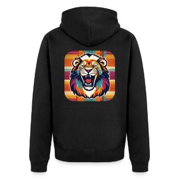 Lion rugissant dans un style rétro - Veste à capuche bio Premium Unisexe - noir - Dos - Nico (187cm)