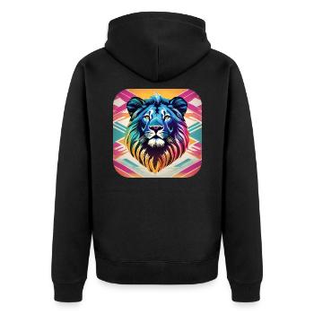 Lion dans un style rétro - Veste à capuche bio Premium Unisexe - noir - Dos - Nico (187cm)