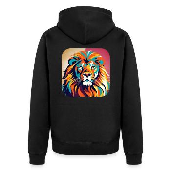 Proud lion in retro style - Unisex Premium Organic Zip Hoodie - black - Back - Nico (187cm)