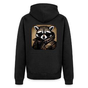 Cool raccoon with sunglasses - Unisex Premium Organic Zip Hoodie - black - Back - Nico (187cm)