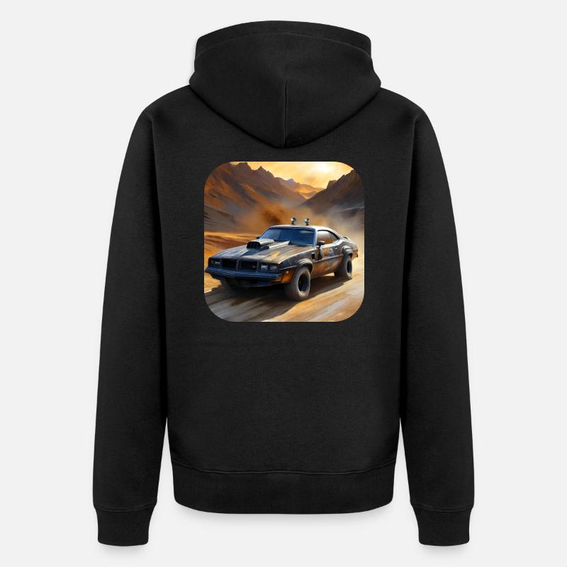 Cooles Steampunk Auto - Unisex Premium Bio Zip Hoodie - Schwarz