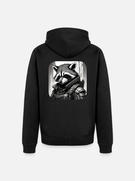 Lässiger Cyberspace Waschbär - Unisex Premium Bio Zip Hoodie - Schwarz