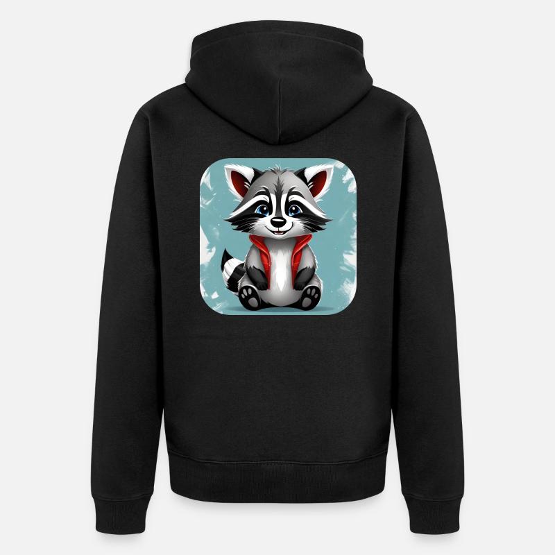 Raton laveur mignon - Veste à capuche bio Premium Unisexe - noir