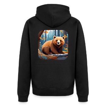 Gemütlicher Bär im Wald - Unisex Premium Bio Zip Hoodie - Schwarz - Hinten - Nico (187cm)
