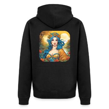 Jolie sorcière avec couronne de fleurs - Veste à capuche bio Premium Unisexe - noir - Dos - Nico (187cm)