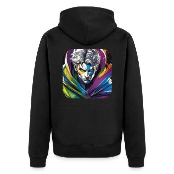 Super-héros coloré - Veste à capuche bio Premium Unisexe - noir - Dos - Nico (187cm)