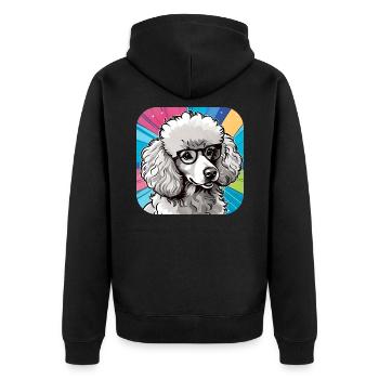 Cute Toy Poodle with Glasses II - Unisex Premium Organic Zip Hoodie - black - Back - Nico (187cm)