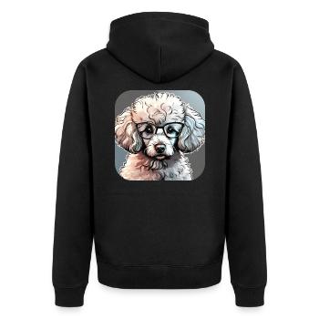 Cute Toy Poodle with Glasses I - Unisex Premium Organic Zip Hoodie - black - Back - Nico (187cm)