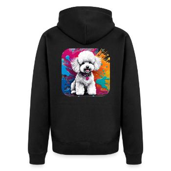 Caniche mignon avec fond coloré - Veste à capuche bio Premium Unisexe - noir - Dos - Nico (187cm)
