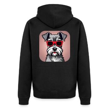 Cute schnauzer dog with glasses - Unisex Premium Organic Zip Hoodie - black - Back - Nico (187cm)