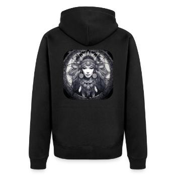 Chaman mystique avec plumes III - Veste à capuche bio Premium Unisexe - noir - Dos - Nico (187cm)