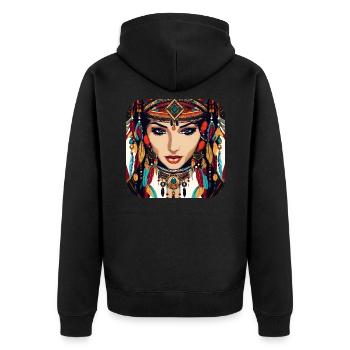 Chaman mystique avec plumes II - Veste à capuche bio Premium Unisexe - noir - Dos - Nico (187cm)