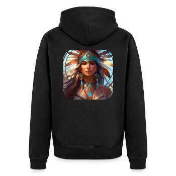 Chaman Fantaisie Mystique - Veste à capuche bio Premium Unisexe - noir - Dos - Nico (187cm)
