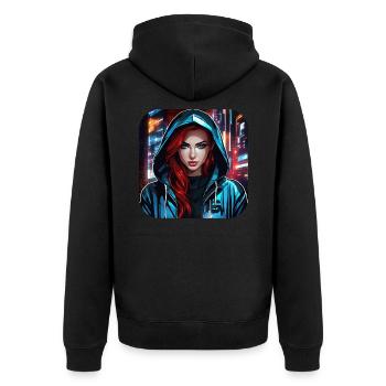 Fille cyberpunk cool II - Veste à capuche bio Premium Unisexe - noir - Dos - Nico (187cm)