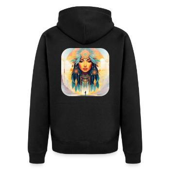 Femme mystique aux plumes VII - Veste à capuche bio Premium Unisexe - noir - Dos - Nico (187cm)