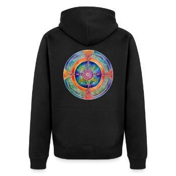 Symbol in bunten Farben - Unisex Premium Bio Zip Hoodie - Schwarz - Hinten - Nico (187cm)