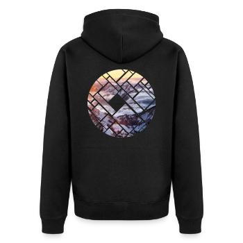 Cercle de géométrie de paysage de montagne des Alpes suisses - Veste à capuche bio Premium Unisexe - noir - Dos - Nico (187cm)