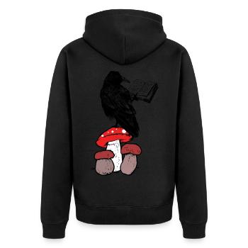 Rabe Pilze Waldbewohner Krähe Magie Zauberer Kind - Unisex Premium Bio Zip Hoodie - Schwarz - Hinten - Nico (187cm)