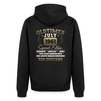 Oldtimer Juli 1961 61. Geburtstag Geschenk Herren - Unisex Premium Bio Zip Hoodie - Schwarz - Hinten - Nico (187cm)