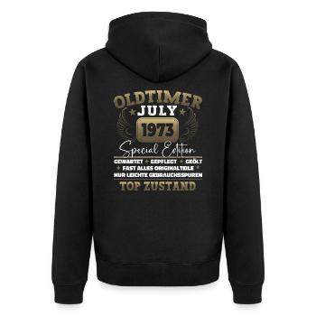 Oldtimer Juli 1973 49. Geburtstag Geschenk Herren - Unisex Premium Bio Zip Hoodie - Schwarz - Hinten - Nico (187cm)