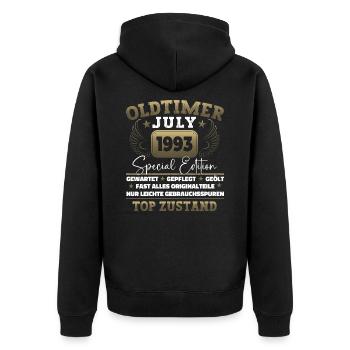 Oldtimer Juli 1993 29. Geburtstag Geschenk Herren - Unisex Premium Bio Zip Hoodie - Schwarz - Hinten - Nico (187cm)