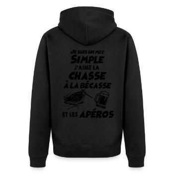 Bécasse Et Apéro Cadeau Chasse Pour Chasseur - Veste à capuche bio Premium Unisexe - noir - Dos - Nico (187cm)