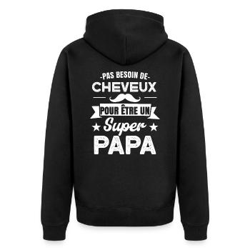 Pas besoin de cheveux pour être un super papa - Veste à capuche bio Premium Unisexe - noir - Dos - Nico (187cm)