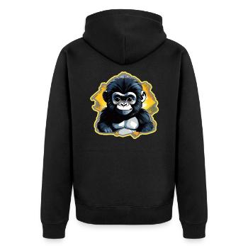 Niedlicher Baby Gorilla - Unisex Premium Bio Zip Hoodie - Schwarz - Hinten - Nico (187cm)
