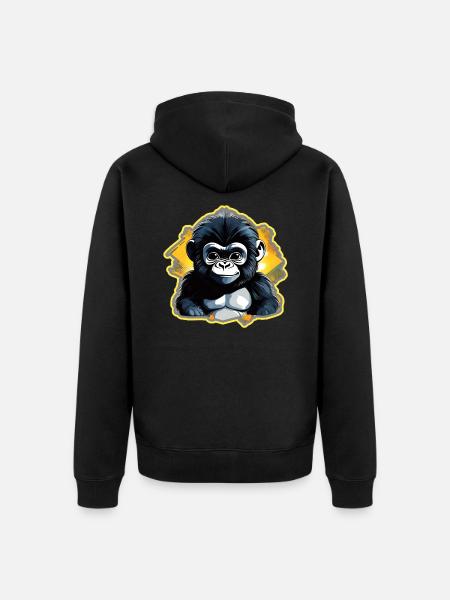 Mignon bébé gorille - Veste à capuche bio Premium Unisexe - noir