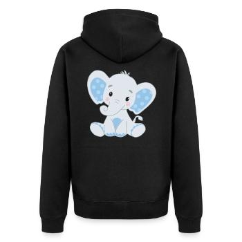 Elefanten Familie Mama Baby T-Shirt - Unisex Premium Bio Zip Hoodie - Schwarz - Hinten - Nico (187cm)