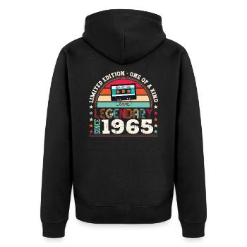 Legendary 1965 57th Birthday Gift Men - Fun - Unisex Premium Organic Zip Hoodie - black - Back - Nico (187cm)