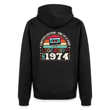 Legendary 1974 48th Birthday Gift Men - Fun - Unisex Premium Organic Zip Hoodie - black - Back - Nico (187cm)