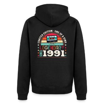 Legendary 1991 31st Birthday Gift Men - Fun - Unisex Premium Organic Zip Hoodie - black - Back - Nico (187cm)