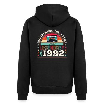 Legendary 1992 30th Birthday Gift Men - Fun - Unisex Premium Organic Zip Hoodie - black - Back - Nico (187cm)