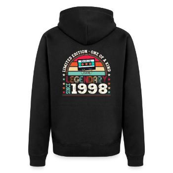 Légendaire 1998 24th Birthday Gift Hommes - Fun - Veste à capuche bio Premium Unisexe - noir - Dos - Nico (187cm)