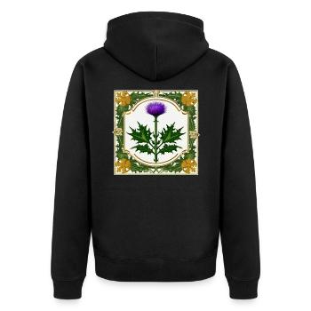 Distel als Wappen III - Unisex Premium Bio Zip Hoodie - Schwarz - Hinten - Nico (187cm)
