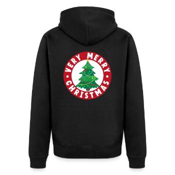 Sehr fröhlicher Weihnachtsbaum - Unisex Premium Bio Zip Hoodie - Schwarz - Hinten - Nico (187cm)