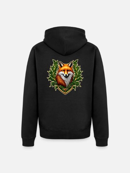 Wappen mit Fuchs - Unisex Premium Bio Zip Hoodie - Schwarz