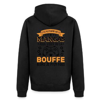 Mangas Jeux Video Bouffe Cadeau Humour - Veste à capuche bio Premium Unisexe - noir - Dos - Nico (187cm)