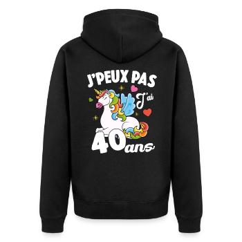 Je Peux Pas J'ai 40 Ans Anniversaire Cadeau - Veste à capuche bio Premium Unisexe - noir - Dos - Nico (187cm)