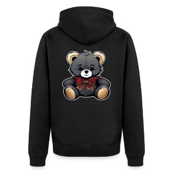Niedlicher Teddy Bär mit Schleife - Unisex Premium Bio Zip Hoodie - Schwarz - Hinten - Nico (187cm)