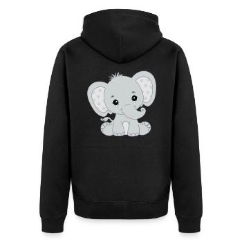 Baby Elephant Funny Sweet T-shirt Gift Idea - Unisex Premium Organic Zip Hoodie - black - Back - Nico (187cm)
