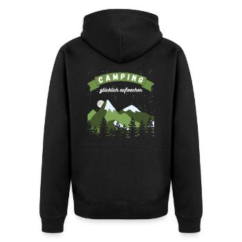 Camping glücklich aufwachen - Design - Unisex Premium Bio Zip Hoodie - Schwarz - Hinten - Nico (187cm)
