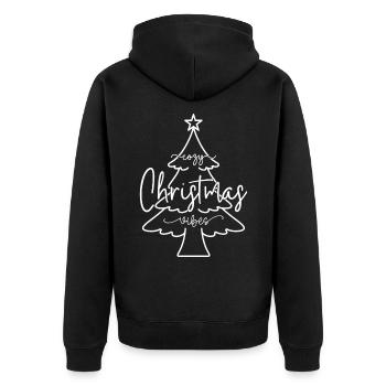 Gemütliche Weihnachtsstimmung Cozy Christmas Vibes - Unisex Premium Bio Zip Hoodie - Schwarz - Hinten - Nico (187cm)